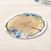 ウッドラ素朴ンド結婚テーマ ラウンドペーパーコースター (アングル)
