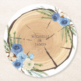 ウッドラ素朴ンド結婚テーマ ラウンドペーパーコースター