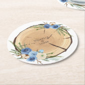ウッドラ素朴ンド結婚テーマ ラウンドペーパーコースター (アングル)