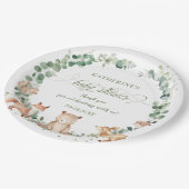 ウッドラ素朴ンド緑の中性ベビーシャワー   ペーパープレート (アングル)