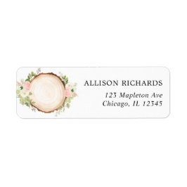 ウッドラ素朴ンド赤面ピンク白フローラスライス ラベル