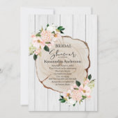 ウッドラ素朴ンド赤面フローラブライダルシャワー 招待状 (正面)