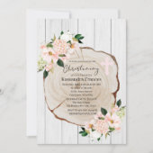 ウッドラ素朴ンド赤面フローラ《キリスト教》洗礼式や命名式 招待状 (正面)