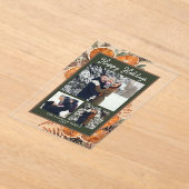 ウッドラ素朴ンド3枚フォトクリスマスホリデー アクリル招待状 (レイダウン)