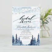 ウッドラ素朴ンド、ストリングライト、水彩樹 招待状 (スタンド正面)