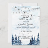 ウッドラ素朴ンド、ストリングライト、水彩 招待状 (正面)
