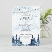 ウッドラ素朴ンド、ストリングライト、水彩 招待状 (スタンド正面)