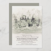 ウッドラ素朴ンド·リハーサル·ディナー·ウォーターカラー 招待状 (正面/裏面)