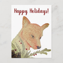 ウッドラ芸術的ンドクリスマスキツネ シーズンポストカード