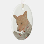 ウッドラ芸術的ンドクリスマスキツネ セラミックオーナメント (右)