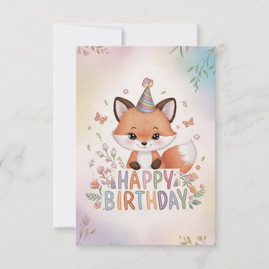 ウッドラ魅力的ンドキツネ誕生日 カード (正面)
