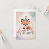 ウッドラ魅力的ンドキツネ誕生日 カード (正面/裏面インサイチュ)