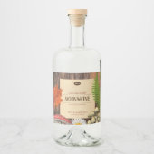 ウッドラ魅力的ンド素朴自然インスパイアムーンシーン リキュールボトルラベル (正面)