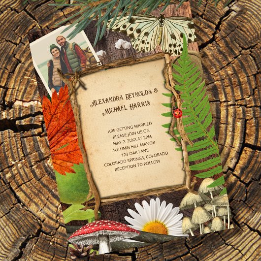 ウッドラ魅力的ンド素朴自然インスパイア 招待状