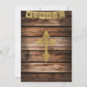 ウッドリトルエレガントキュートボーイプリメラコムニオン金ゴールド 招待状 (裏面)