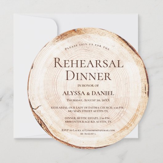 ウッドリハ素朴ーサルディナユニーク結婚ーの 招待状 (正面)