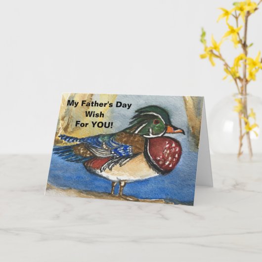 ウッドリラックス楽しむダックファーズデイアートカードをお願いします カード (黄色い花)