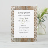 ウッドリングや輪シャビーレースハート結婚式招待状 招待状 (スタンド正面)