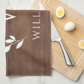 ウッドリースイニシャルモノグラム姓 キッチンタオル (四つ折り)