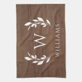 ウッドリースイニシャルモノグラム姓 キッチンタオル (縦)