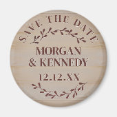 ウッドルッエレガントクウェディング日付磁石を保存 マグネット (正面)