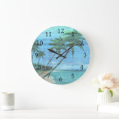 ウッドルックビーチ海デザイン182 ラージ壁時計 (ホーム)