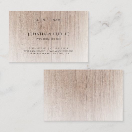 ウッドルックミニマモダンリストプロフェッショナルテンプレート 名刺 (正面/裏面)