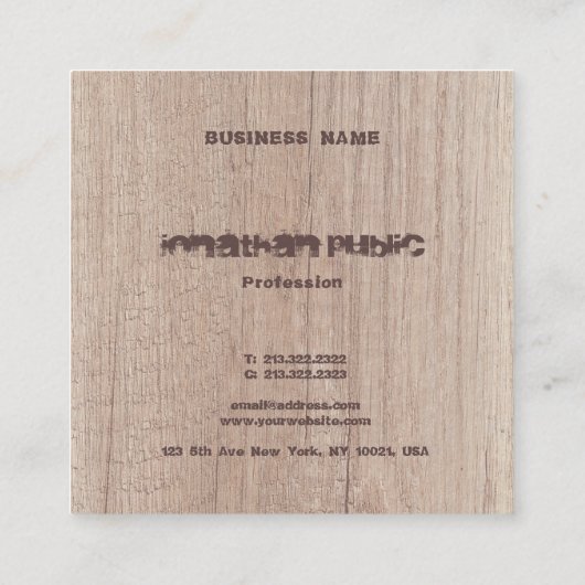 ウッドルック動揺して文字モノグラムエレガントラグジュアリー スクエア名刺 (裏面)