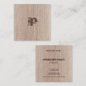 ウッドルック動揺して文字モノグラムエレガントラグジュアリー スクエア名刺 (正面/裏面)