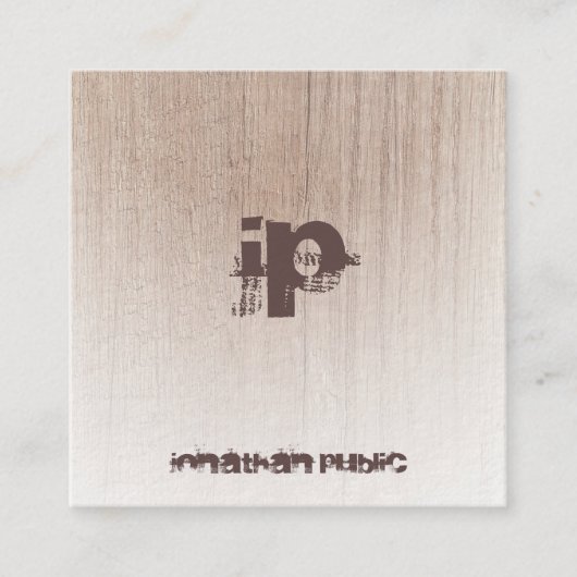 ウッドルック動揺して文字モノグラムクラステンプレート スクエア名刺 (正面)