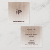 ウッドルック動揺して文字モノグラムクラステンプレート スクエア名刺 (正面/裏面)