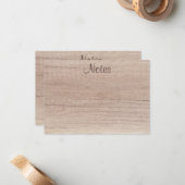 ウッドルック手書きスクリプトエレガントテンプレート ノートカード (正面/裏面インサイチュ)