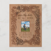 ウッドルック素朴ワイルドフラワーバードフォト救日付 案内ポストカード (正面)