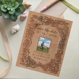 ウッドルック素朴ワイルドフラワーバードフォト救日付 案内ポストカード