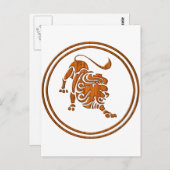 ウッドレオ〔占星術の〕十二宮図ライオン星占いサイン ポストカード (正面/裏面)