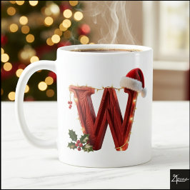 ウッドレターWのクリスマスイルミネーション コーヒーマグカップ