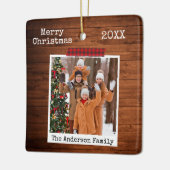 ウッドレッドプレイドクラフトテープインスタントフォトスタイル セラミックオーナメント (左)