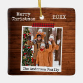 ウッドレッドプレイドクラフトテープインスタントフォトスタイル セラミックオーナメント (正面)