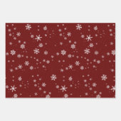 ウッドレッド素朴スノーフレークスクリスマスホリデー ラッピングペーパーシート (正面3)