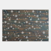 ウッドレッド素朴スノーフレークスクリスマスホリデー ラッピングペーパーシート (正面)