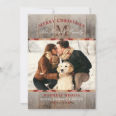 ウッドレッド素朴タータンチェックプレイドクリスマスモノグラム シーズンカード (正面)