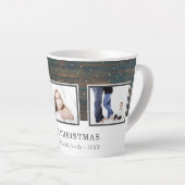 ウッドレッド素朴ファミリー3フォトコラージュホリデー カフェラテマグ (右アングル)