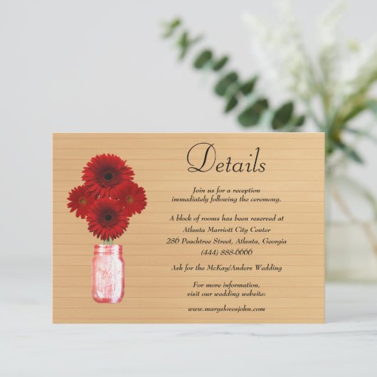 ウッドレッド素朴フローラメイスンジャー結婚ズ詳細 エンクロージャーカード (スタンド正面)