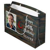 ウッドレッド素朴ワイングラス50th誕生日写真 ラージペーパーバッグ (裏面アングル)