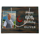 ウッドレッド素朴ワイングラス60th誕生日写真 ラージペーパーバッグ (正面)