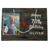 ウッドレッド素朴ワイングラス70誕生日写真 ラージペーパーバッグ (正面)