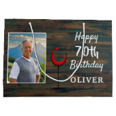 ウッドレッド素朴ワイングラス70誕生日写真 ラージペーパーバッグ (裏面)