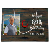 ウッドレッド素朴ワイングラス80th誕生日写真 ラージペーパーバッグ (正面)