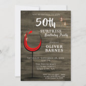 ウッドレッド素朴ワインサプライズ50thバースデーパーティー 招待状 (正面)