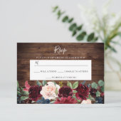 ウッドレッド素朴ワインブルゴーニュ結婚ーズ 出欠カード (スタンド正面)